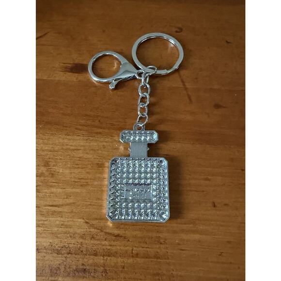Parfum N°5 Rhinestone Perfume Bottle Keychain Bling Bag Charm Gold & Silver NWOT - Picture 10 of 13